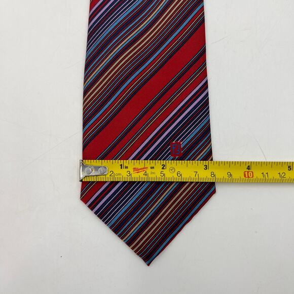 Fendi Stripe Silk Tie Red - Picture 6 of 6